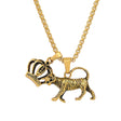 Tiger + Crown Double Pendant Necklace