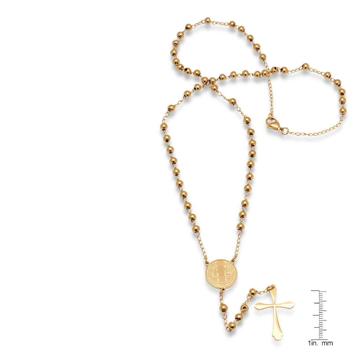 18K Gold Plated Stainless Steel Rosary Necklace