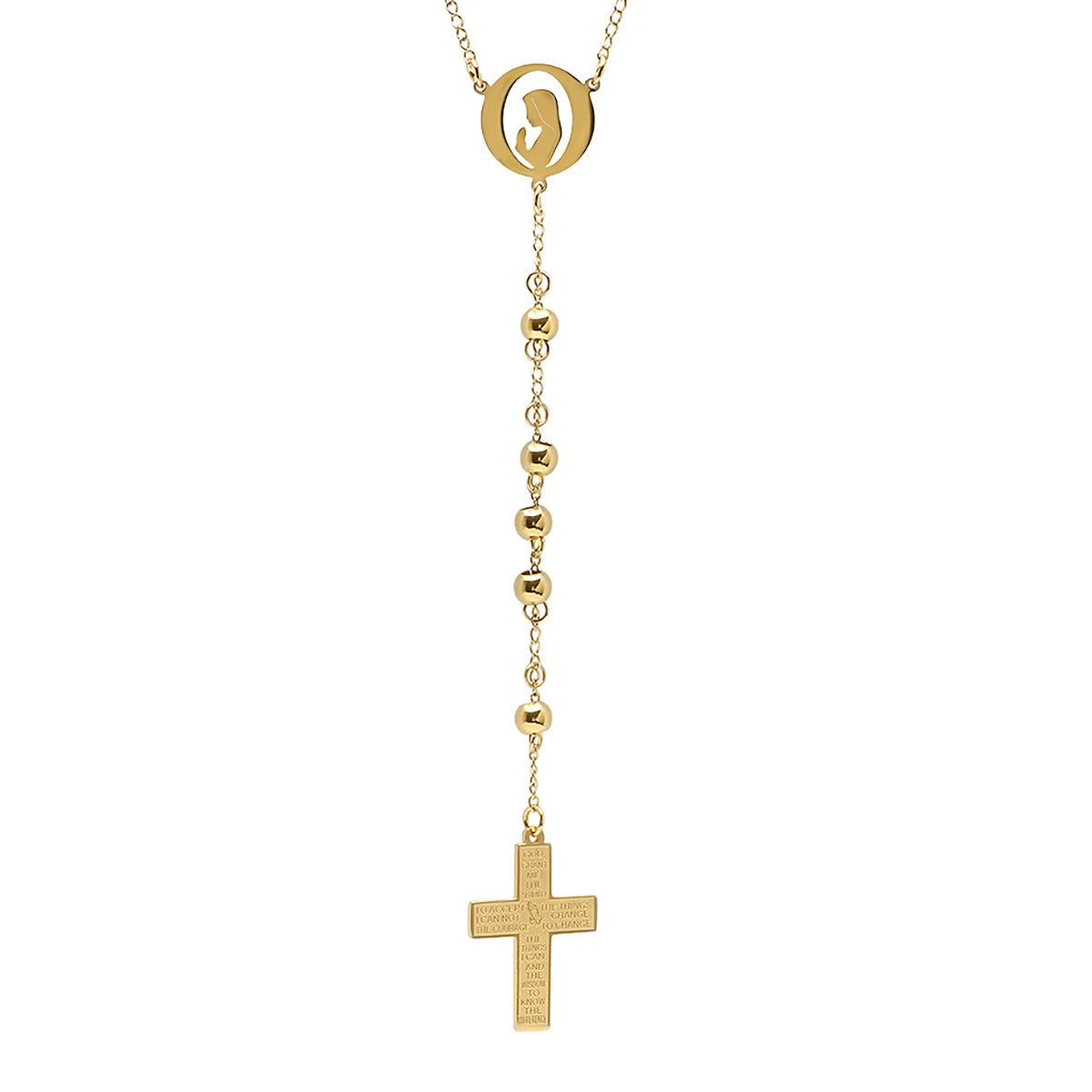 18k Gold Plated Serenity Prayer Rosary Necklace