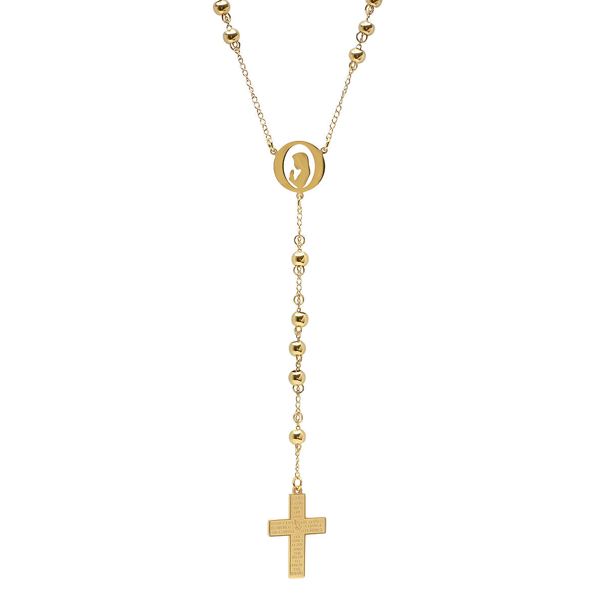 18k Gold Plated Serenity Prayer Rosary Necklace