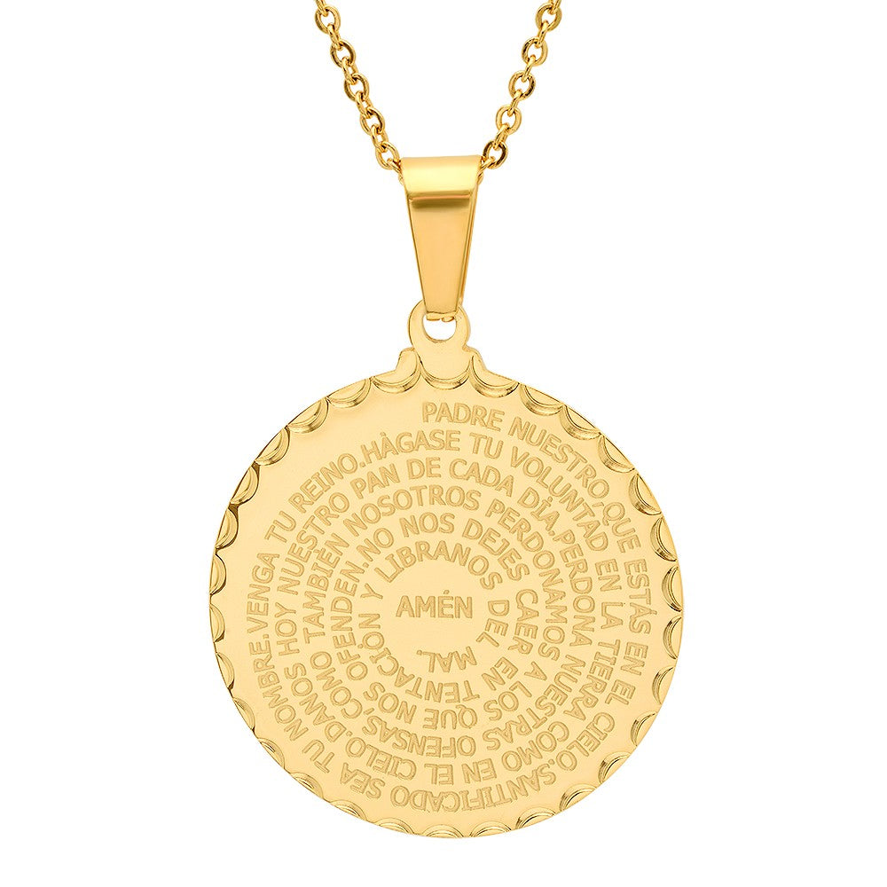 Padre Nuestro Prayer Medallion Necklace