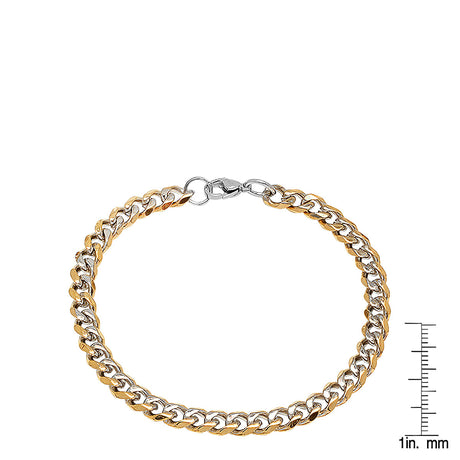 Two Tone Cuban Link Necklace + Bracelet Set