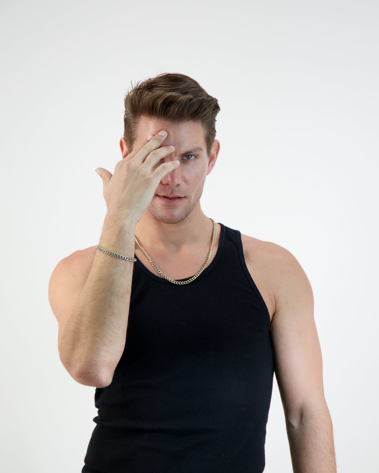 Two Tone Cuban Link Necklace + Bracelet Set