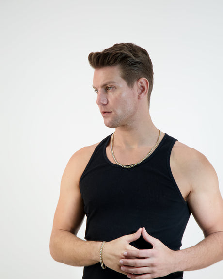 Two Tone Cuban Link Necklace + Bracelet Set