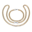 Two Tone Cuban Link Necklace + Bracelet Set