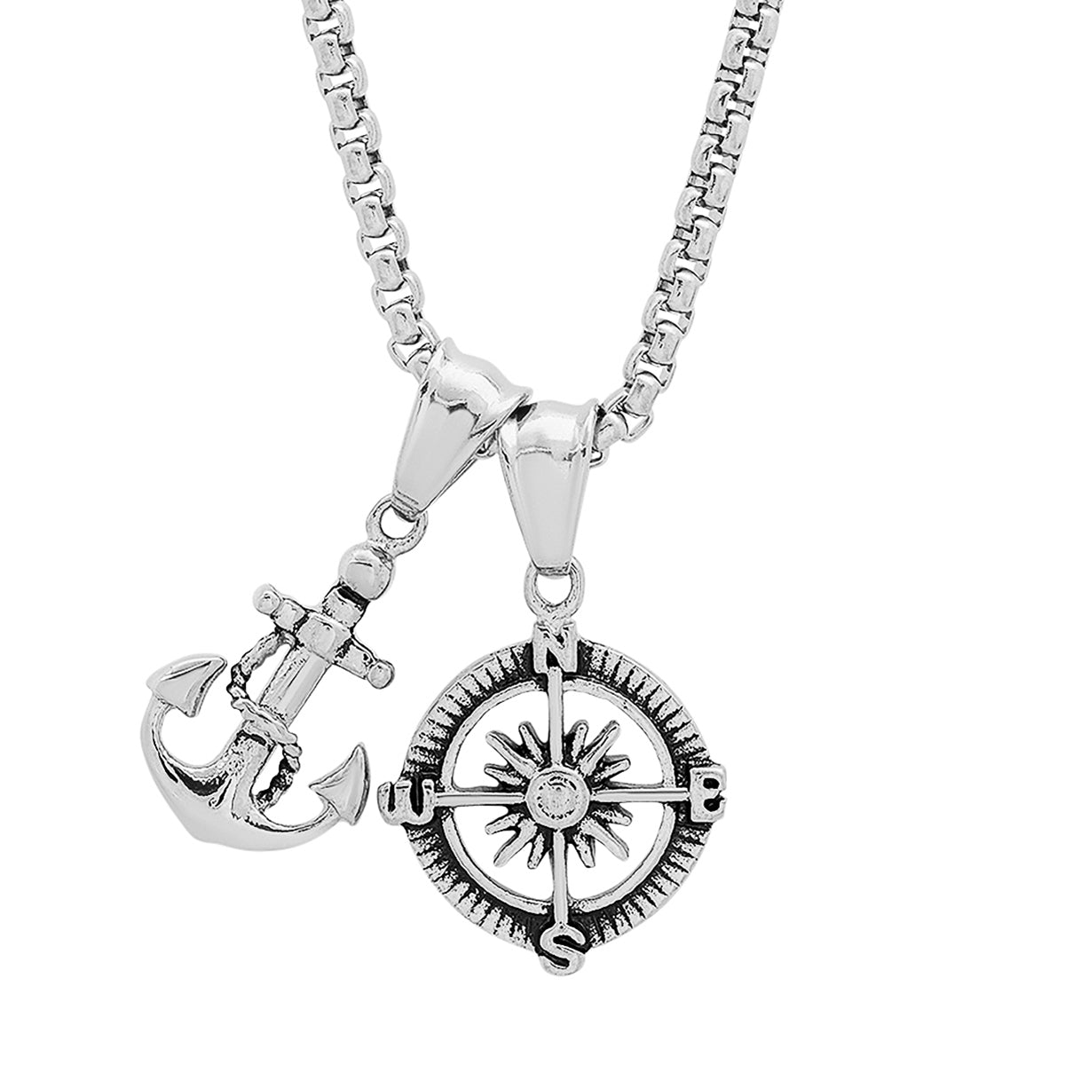 Go Your Own Way Anchor + Compass Pendant Necklace