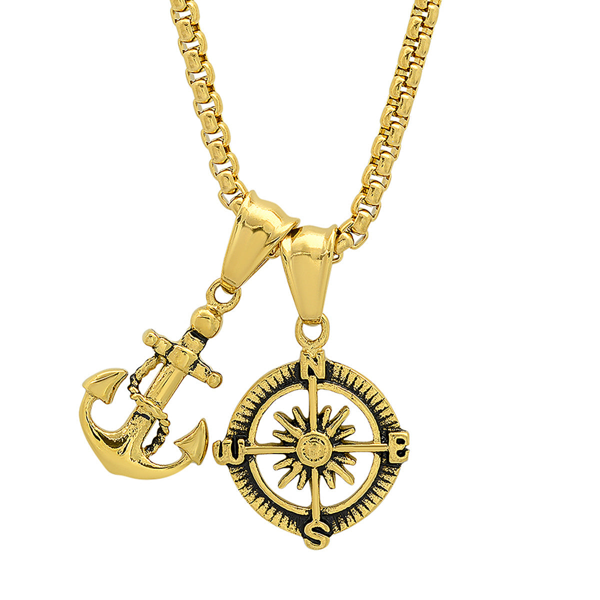 Go Your Own Way Anchor + Compass Pendant Necklace