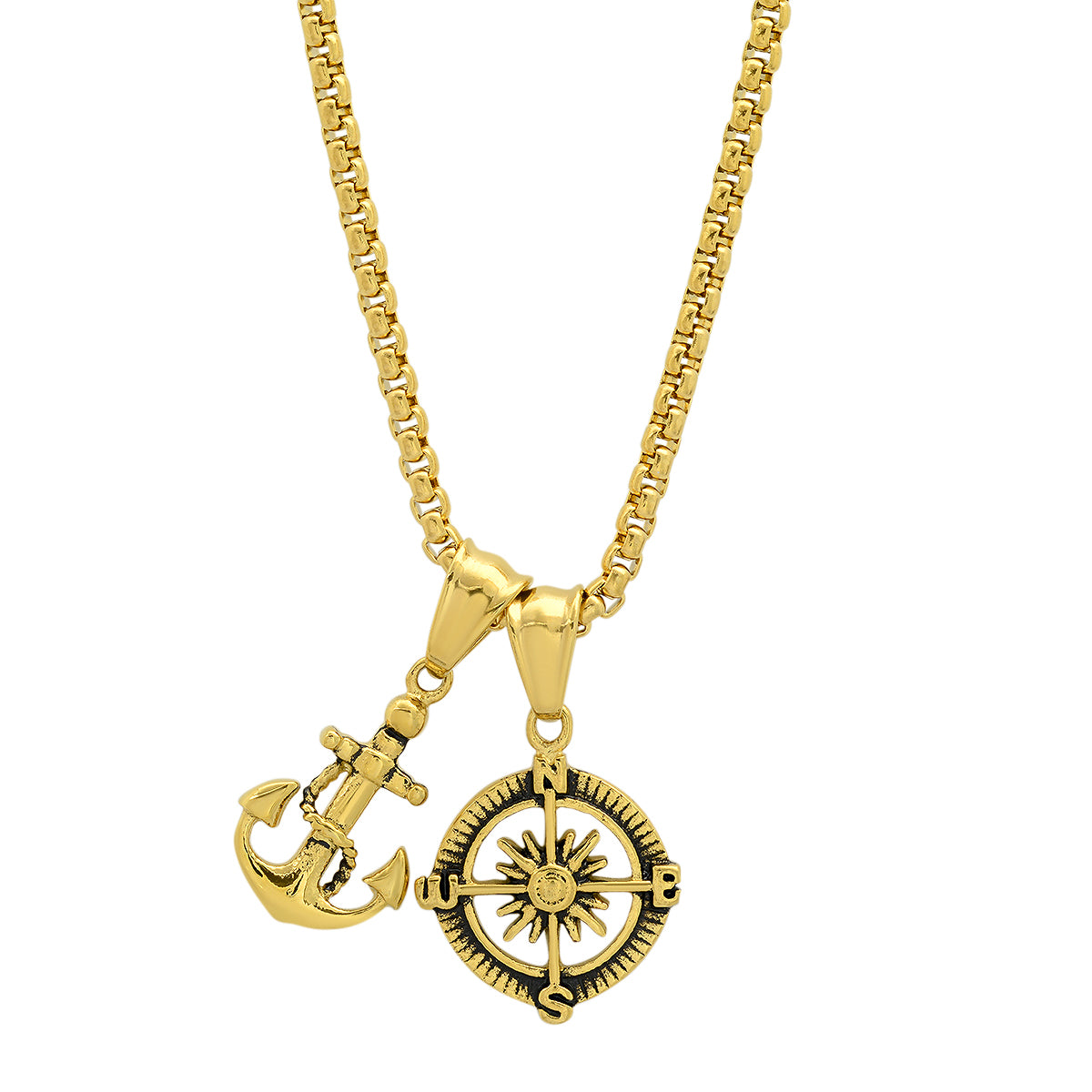 Go Your Own Way Anchor + Compass Pendant Necklace