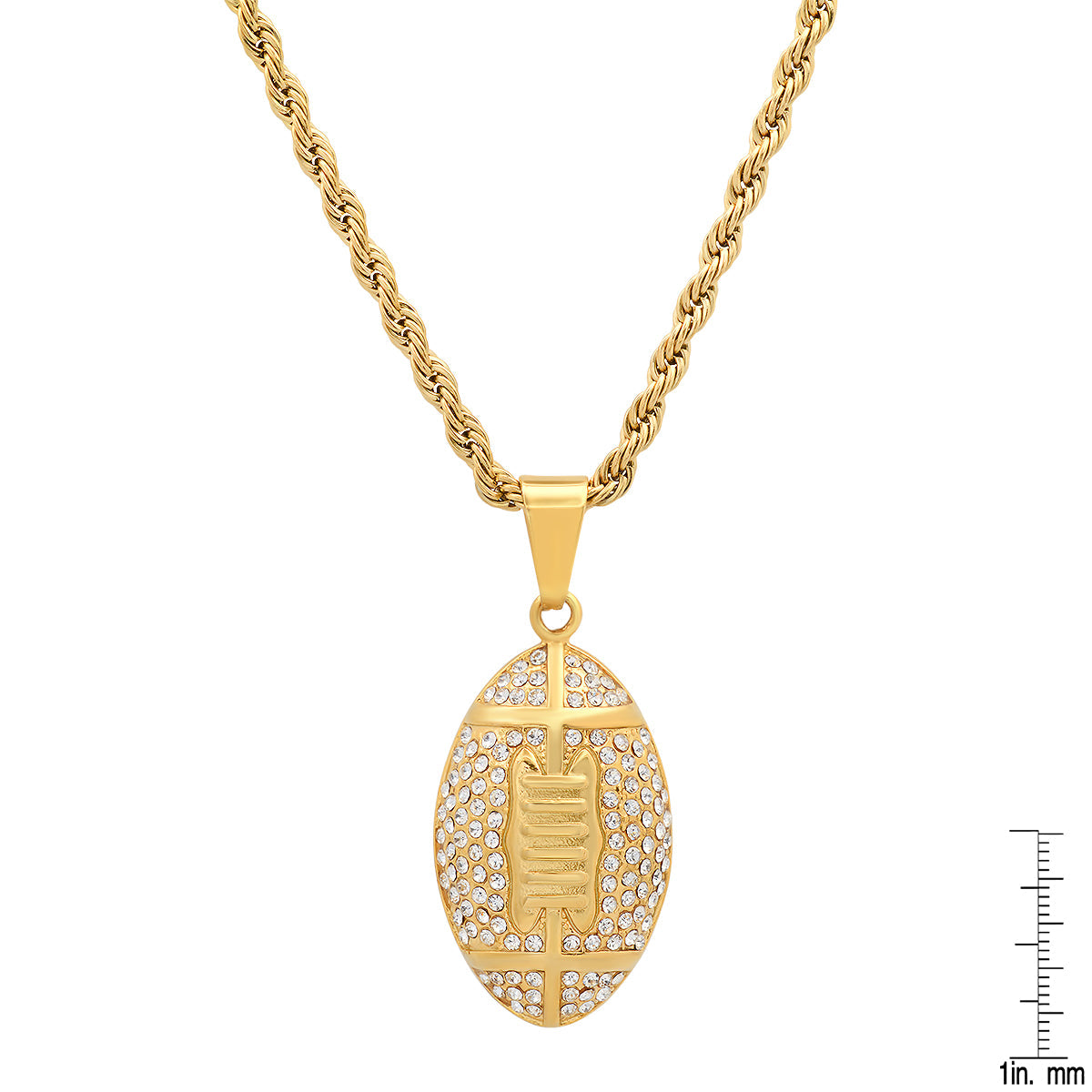 Steeltime 18k Gold Plated Football Necklace