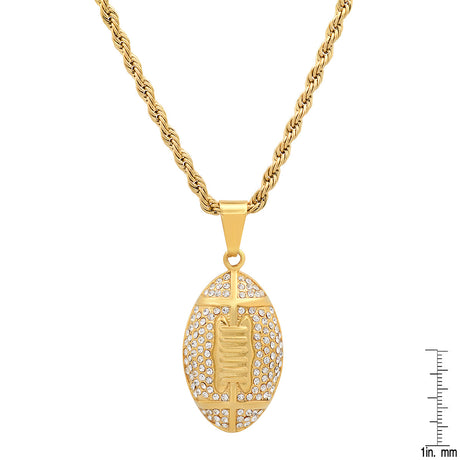 Steeltime 18k Gold Plated Football Necklace