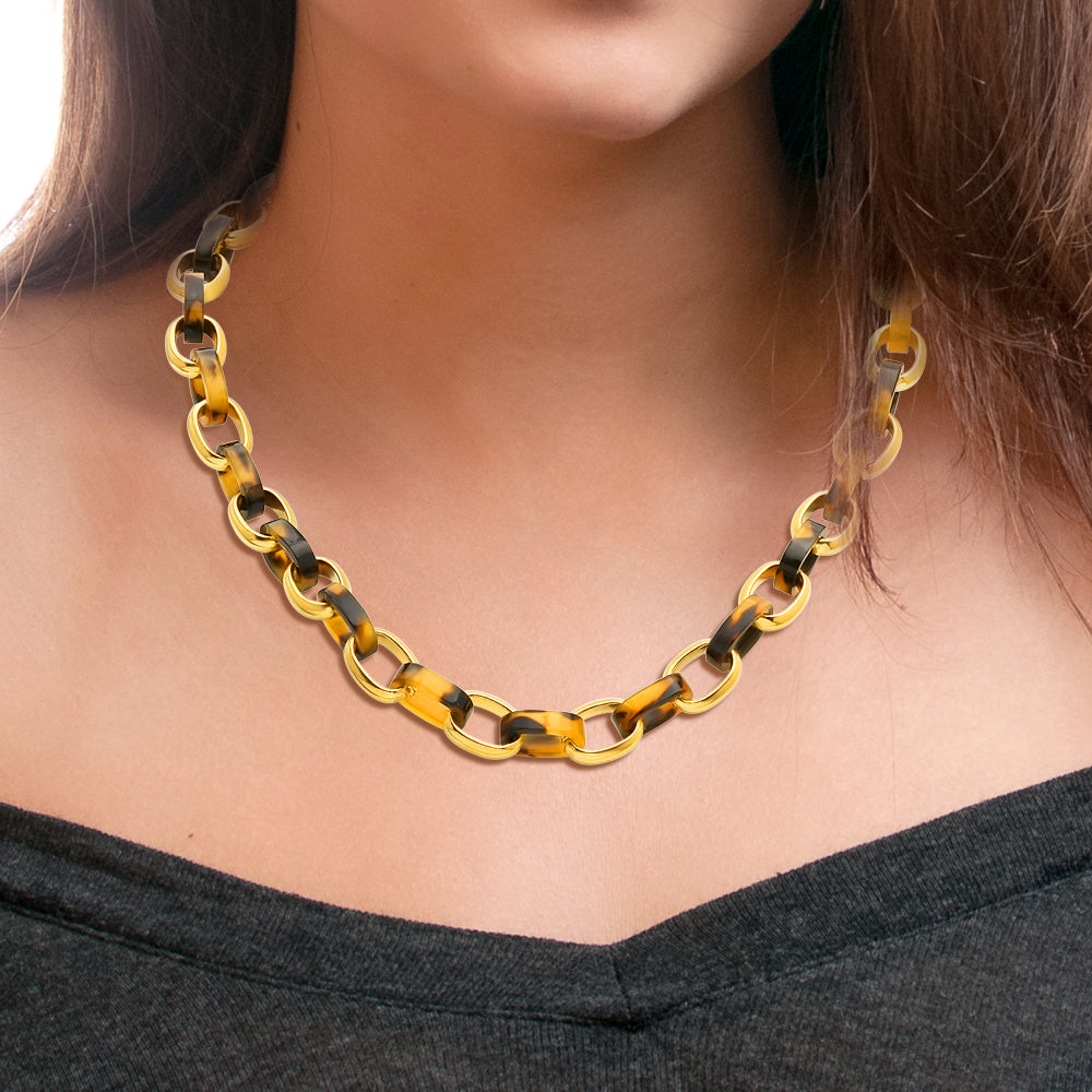 Tortoise Shell Padlock Pendant Necklace