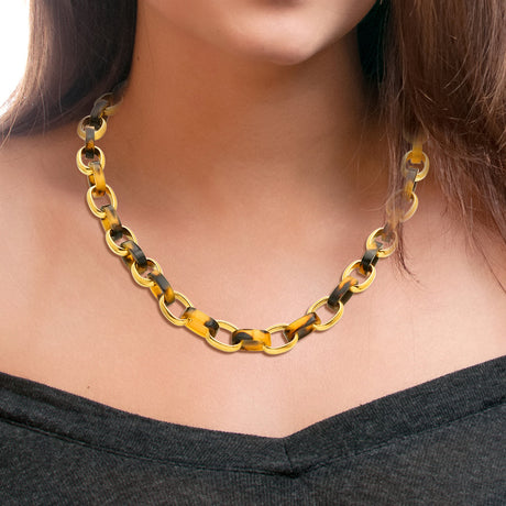 Tortoise Shell Padlock Pendant Necklace