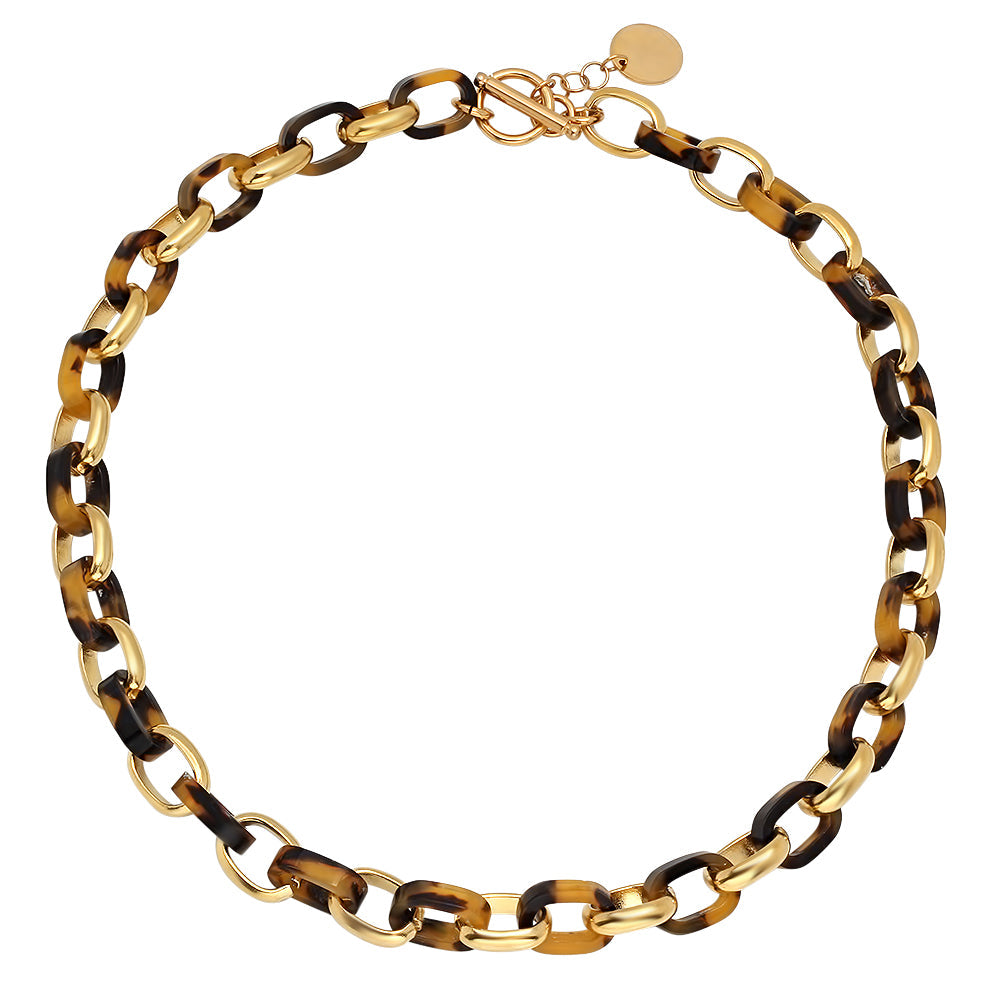 Tortoise Shell Padlock Pendant Necklace