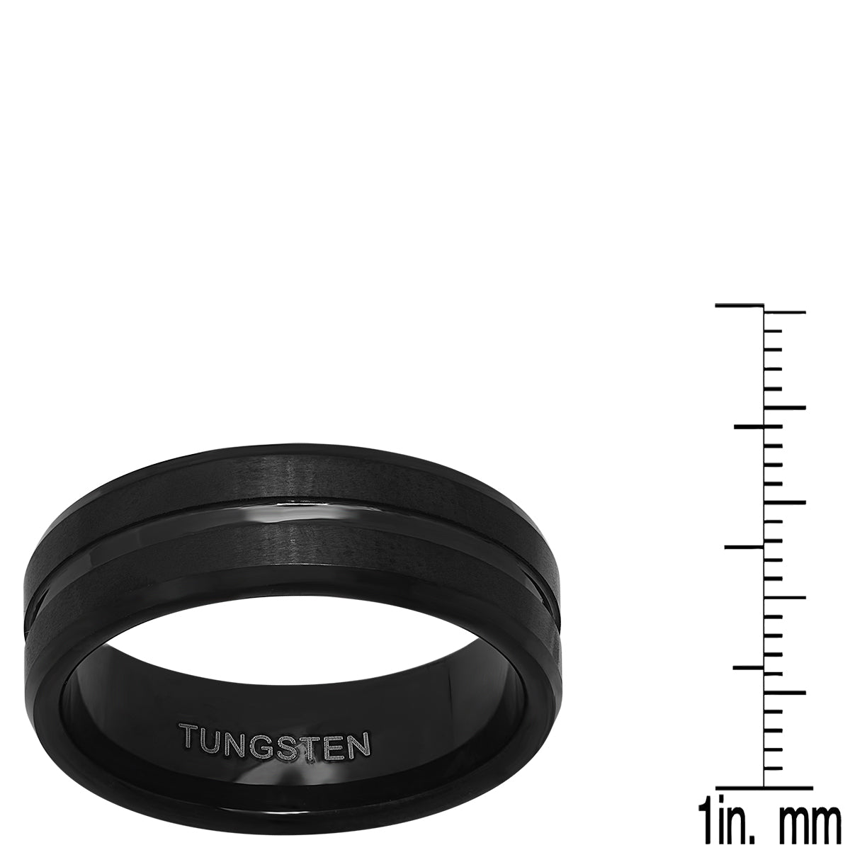 Black Ion Plated Tungsten Striped Ring Band