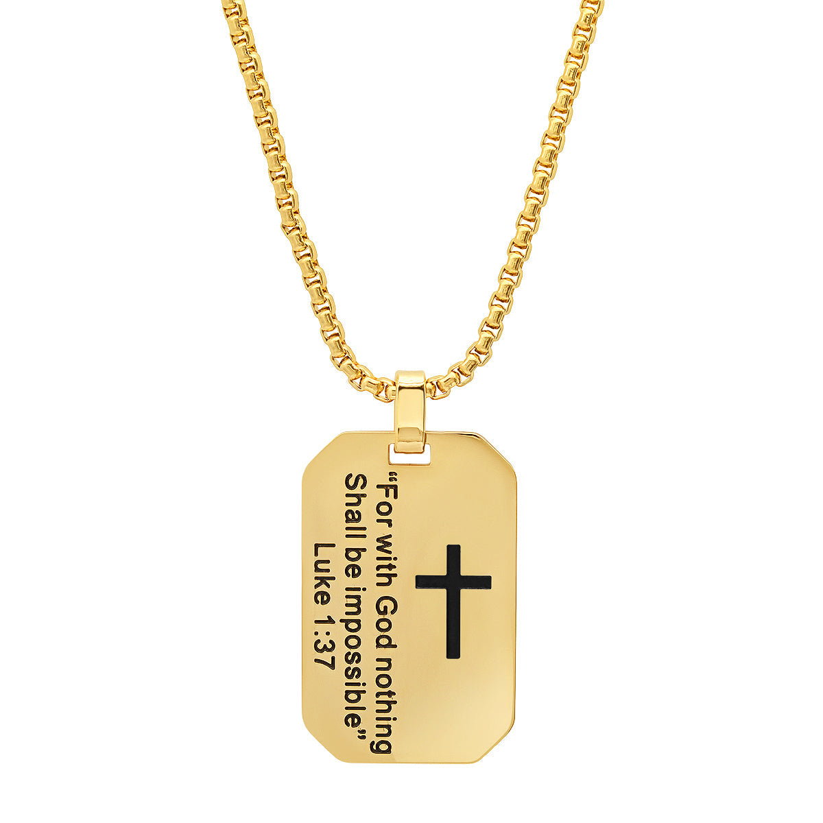 "For With God Nothing Shall Be Impossible" Dog Tag Pendant