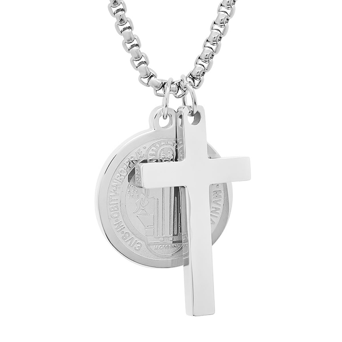 St. Benedict Double Pendant Cross Necklace