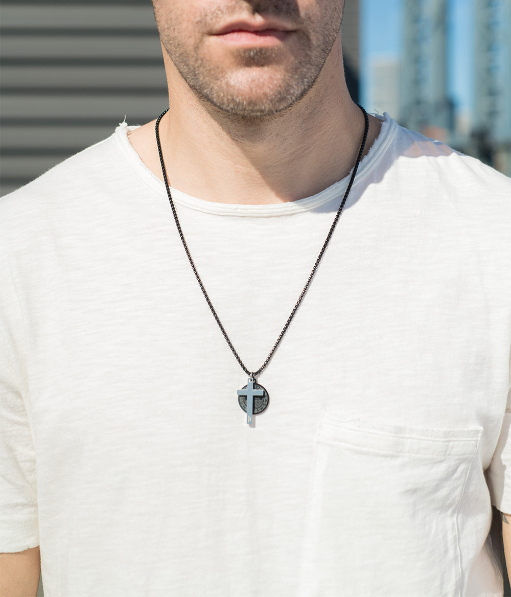 St. Benedict Double Pendant Cross Necklace