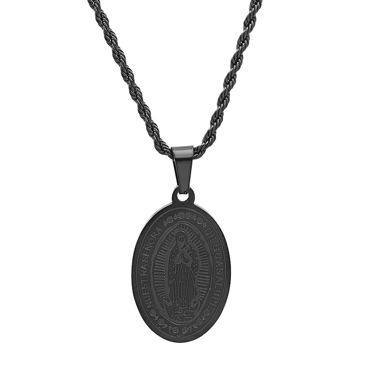 Stainless Steel & Mother Of Pearl Lady Of Guadalupe Pendant