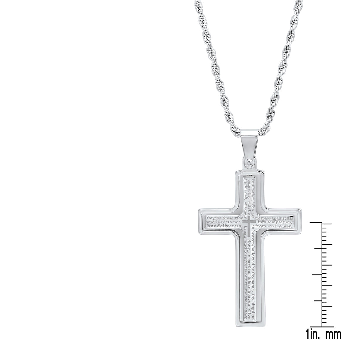 Lords Prayer Spinner Cross Pendant
