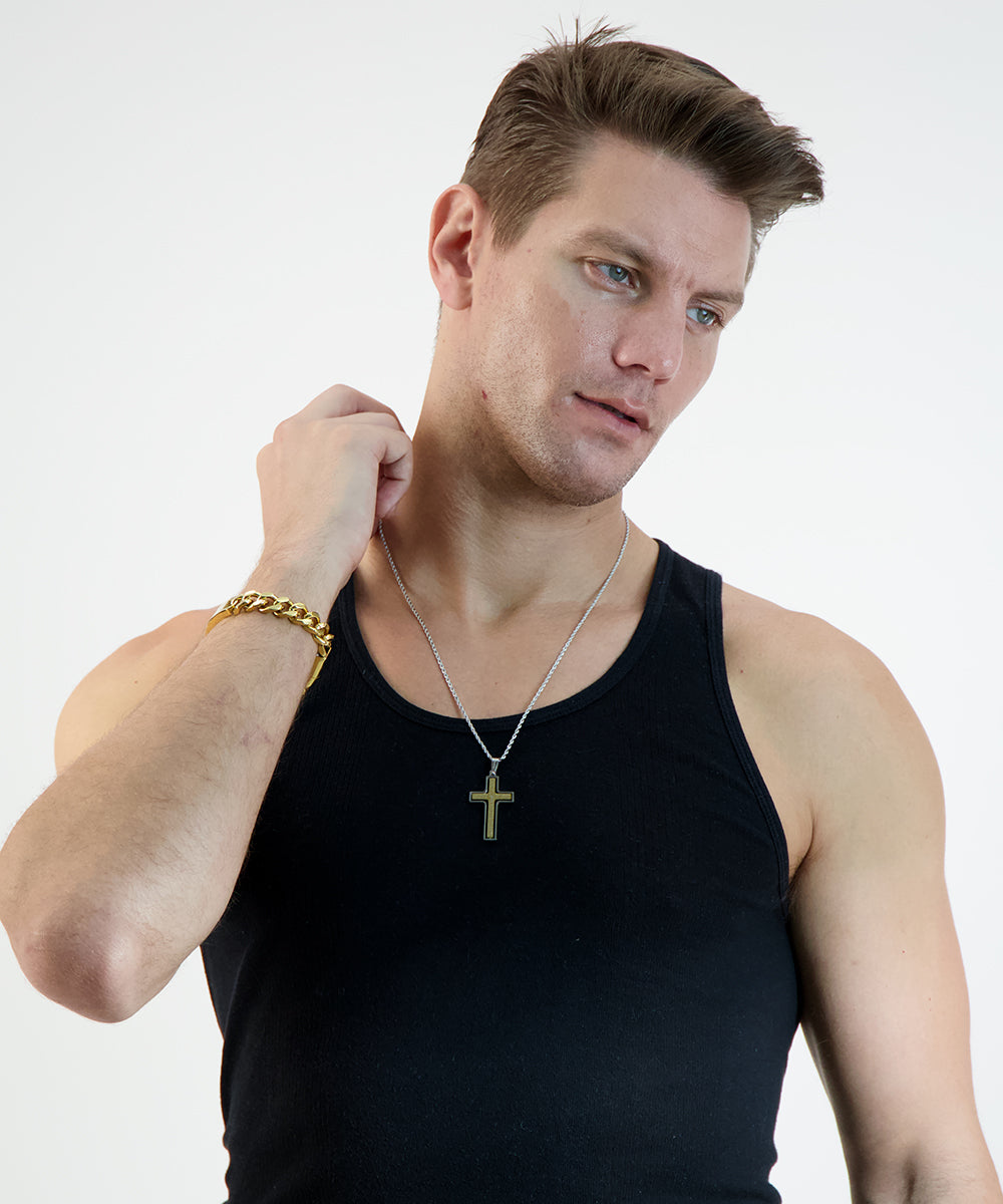 Lords Prayer Spinner Cross Pendant