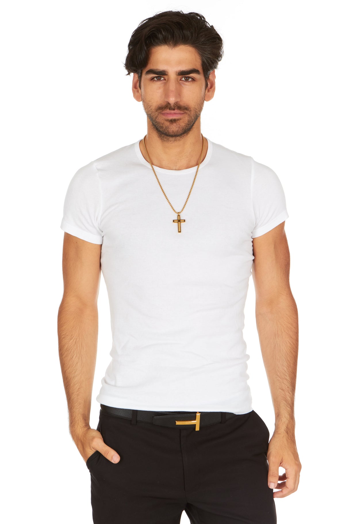 18K Gold Plated Rebar Cross Necklace