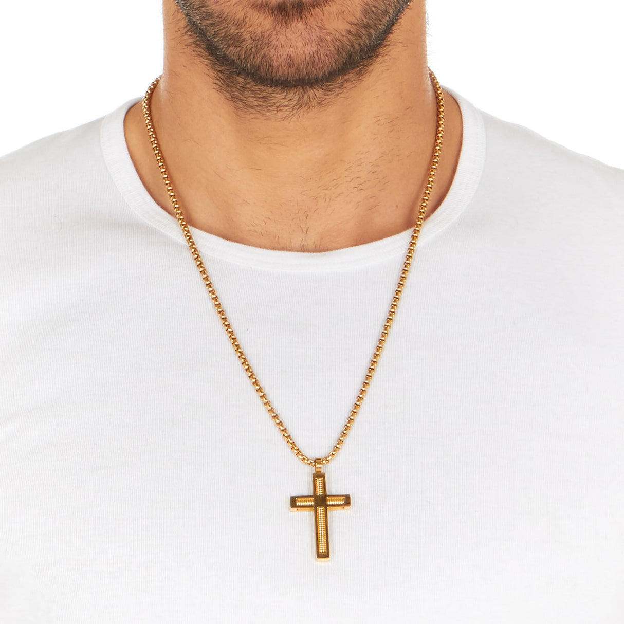 18K Gold Plated Rebar Cross Necklace