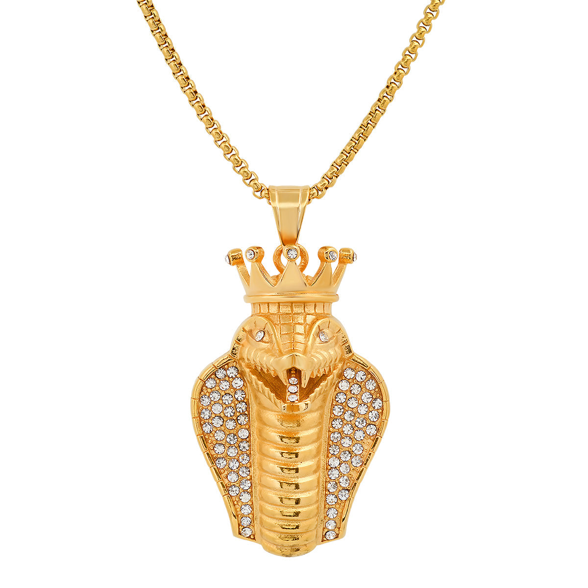 Special 18K Gold Plated King Snake Pendant with Simulated Diamonds