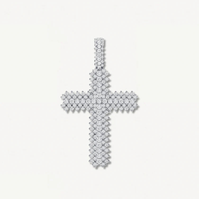 ICE KART SPIKE CROSS PENDANT WHITE GOLD