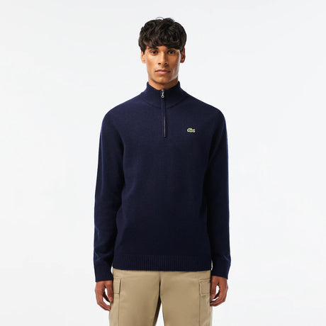 LACOSTE MEN’S HALF-ZIP WOOL SWEATER NAVY