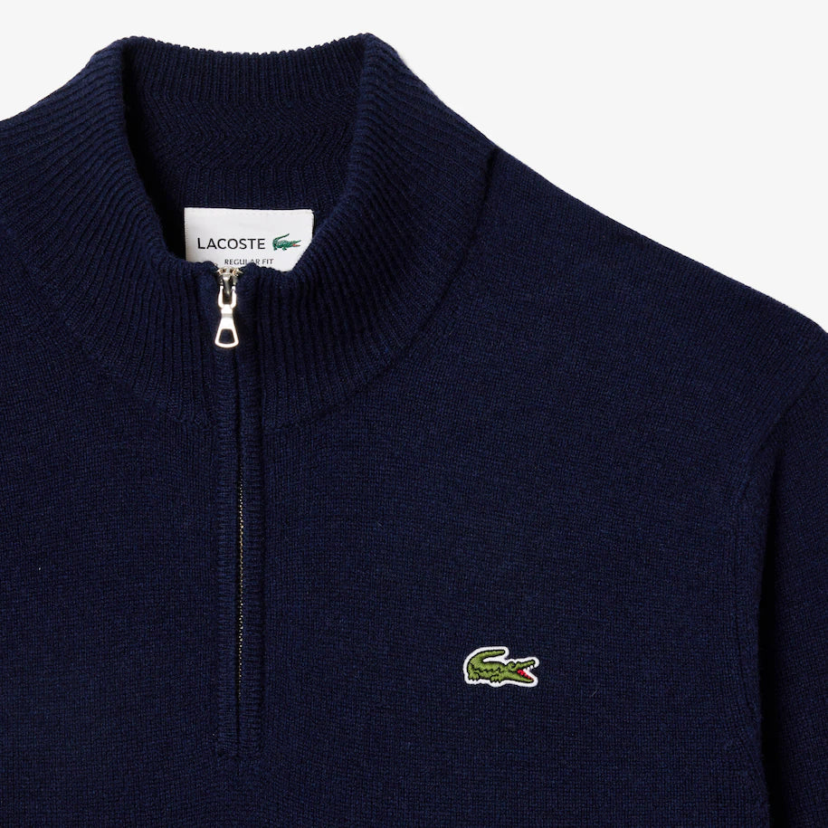 LACOSTE MEN’S HALF-ZIP WOOL SWEATER NAVY