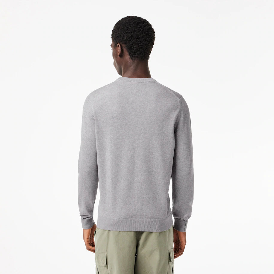 LACOSTE MEN'S ORGANIC COTTON CREW NECK SWEATER GREY