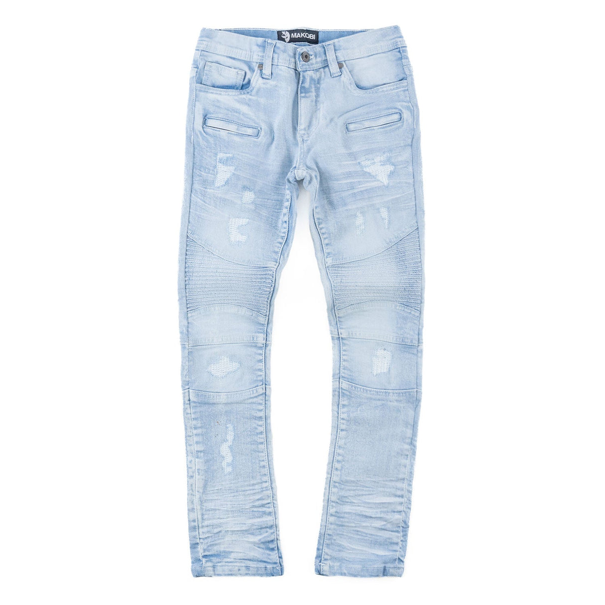 Makobi B1786 KIDS Rick Biker Jeans - Light Wash