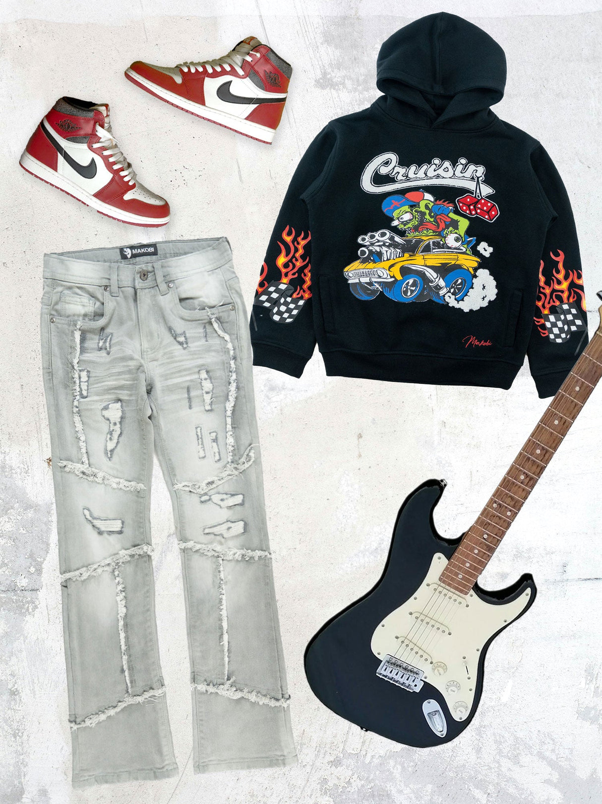 Makobi B1997 Gianno KIDS Stacked Jeans - Gray