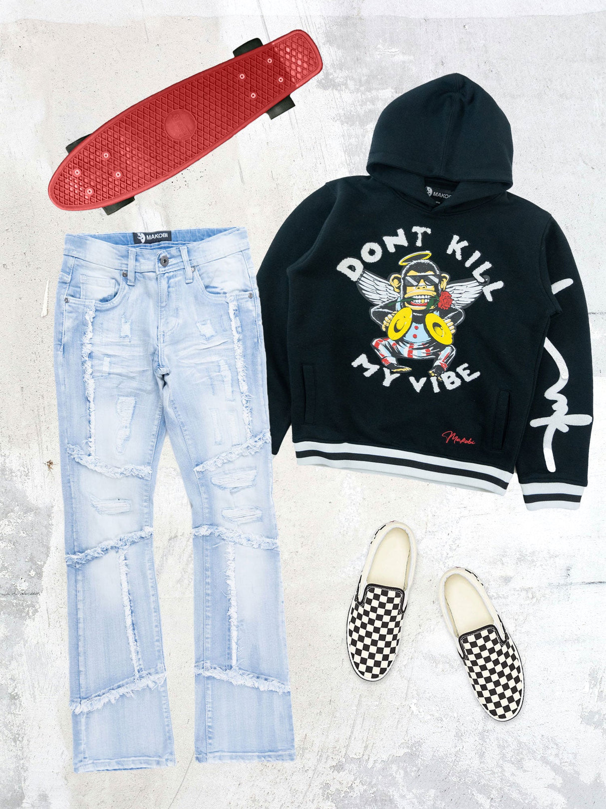 Makobi B1997 Gianno KIDS Stacked Jeans - Ice Wash