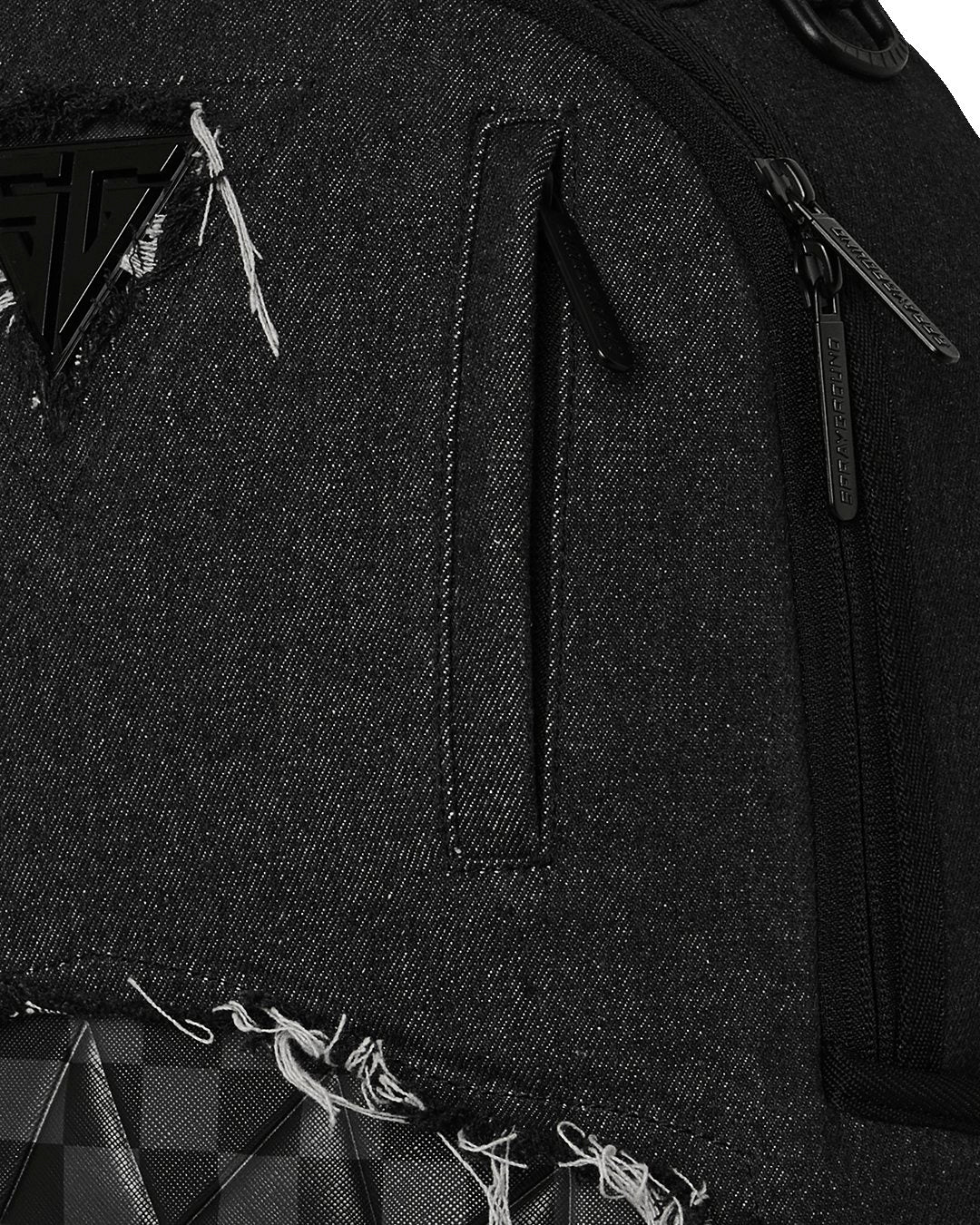 SprayGround Black Denim Tear Shark Dlxsv Backpack
