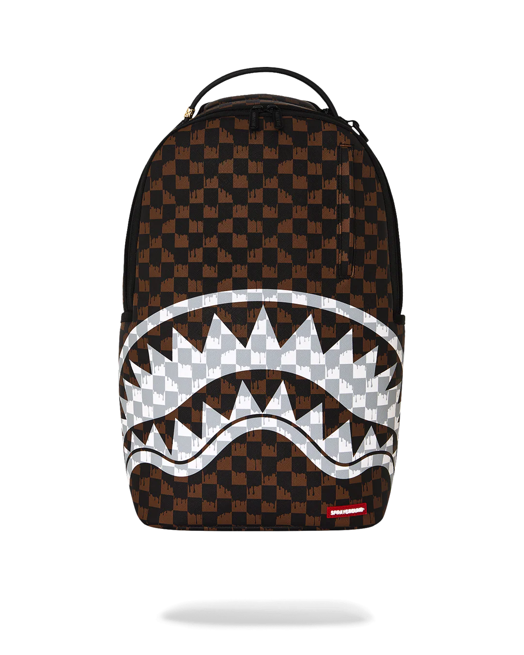 SprayGround Brown And Cream Drip Check Shark Dlxsv Backpack
