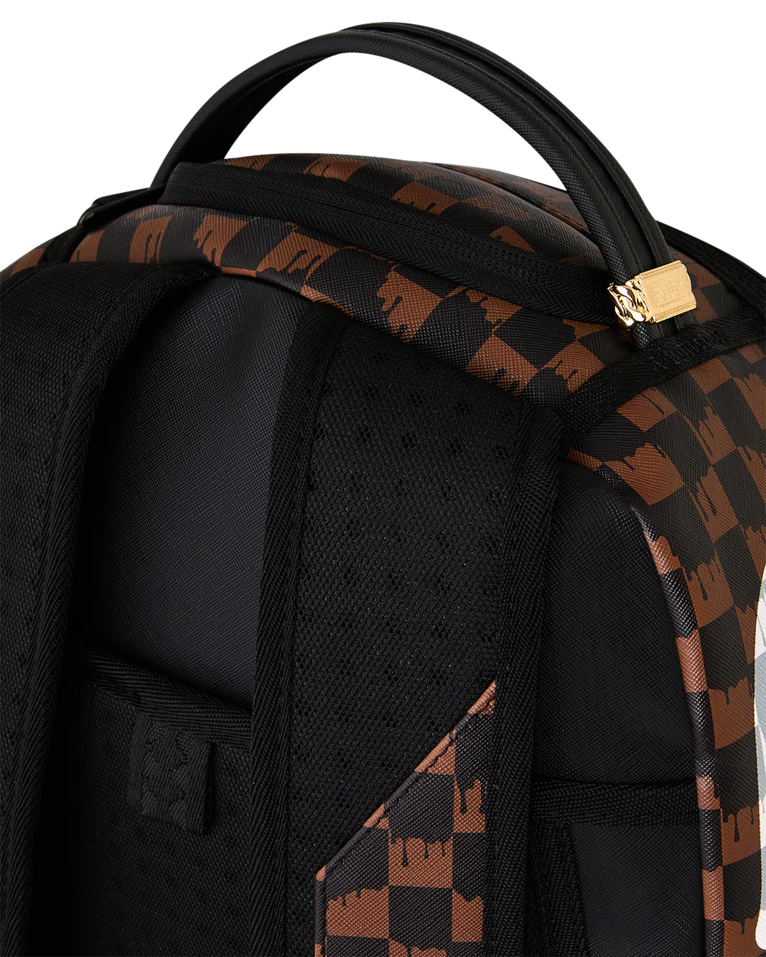 SprayGround Brown And Cream Drip Check Shark Dlxsv Backpack