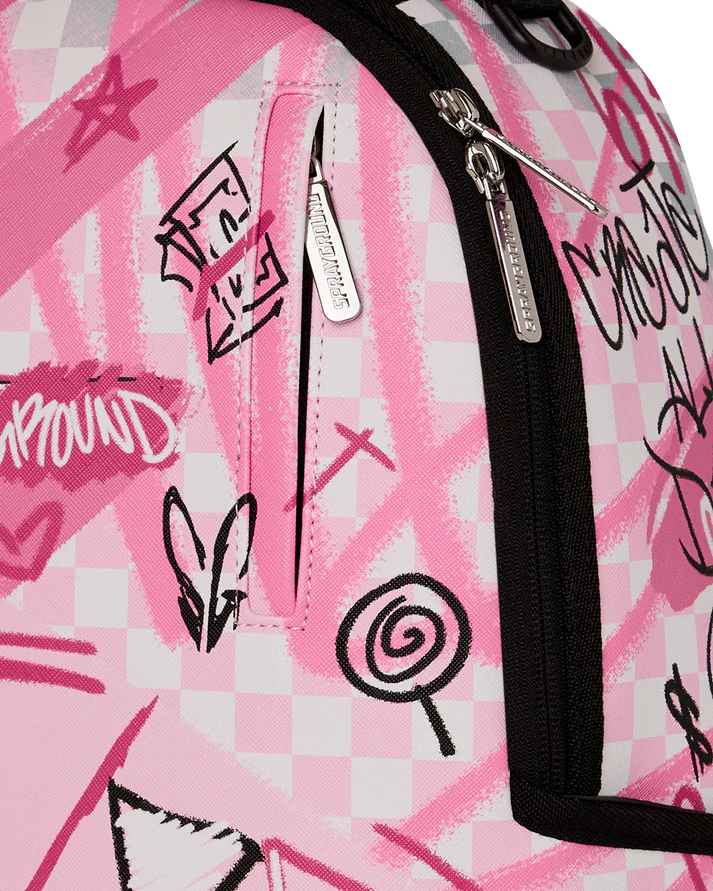 Sprayground Pink Smoke Check Backpack