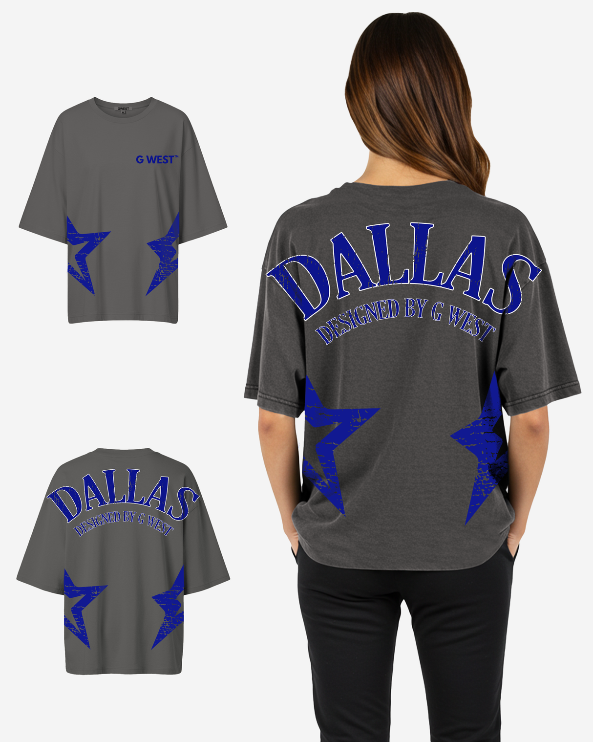 G West Womens Oversized Dallas Logo Tee