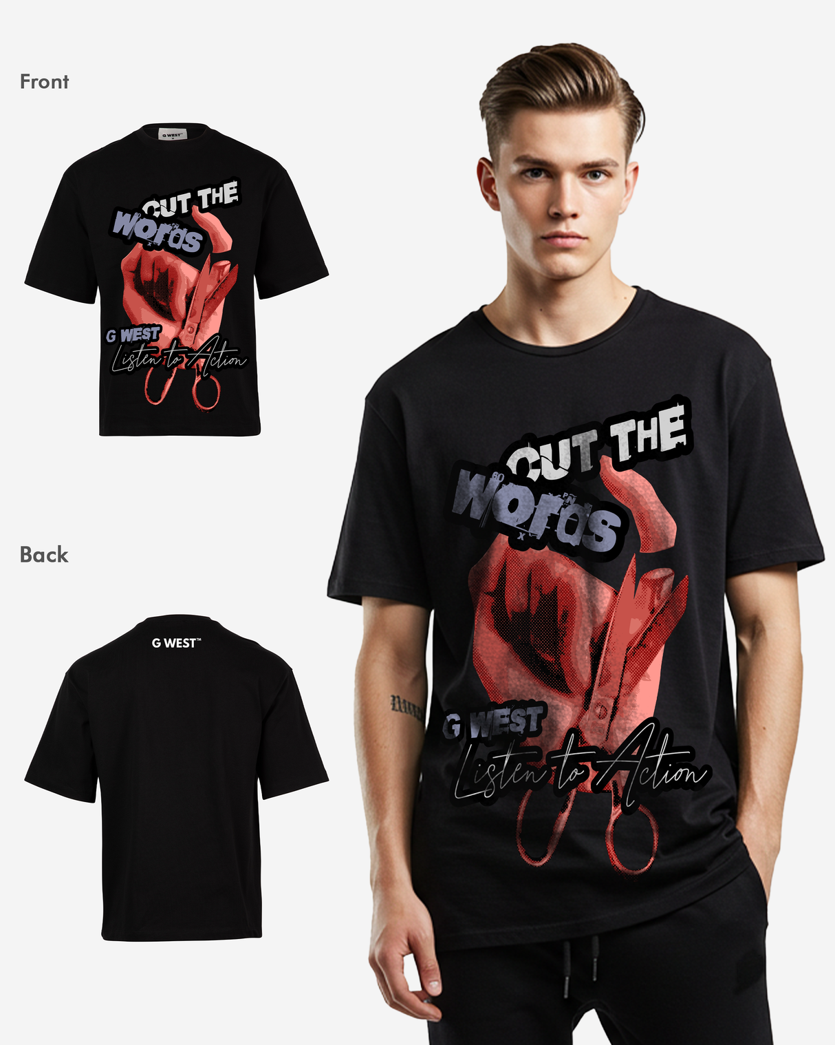 G-WEST ACTION OVERSIZED TEE