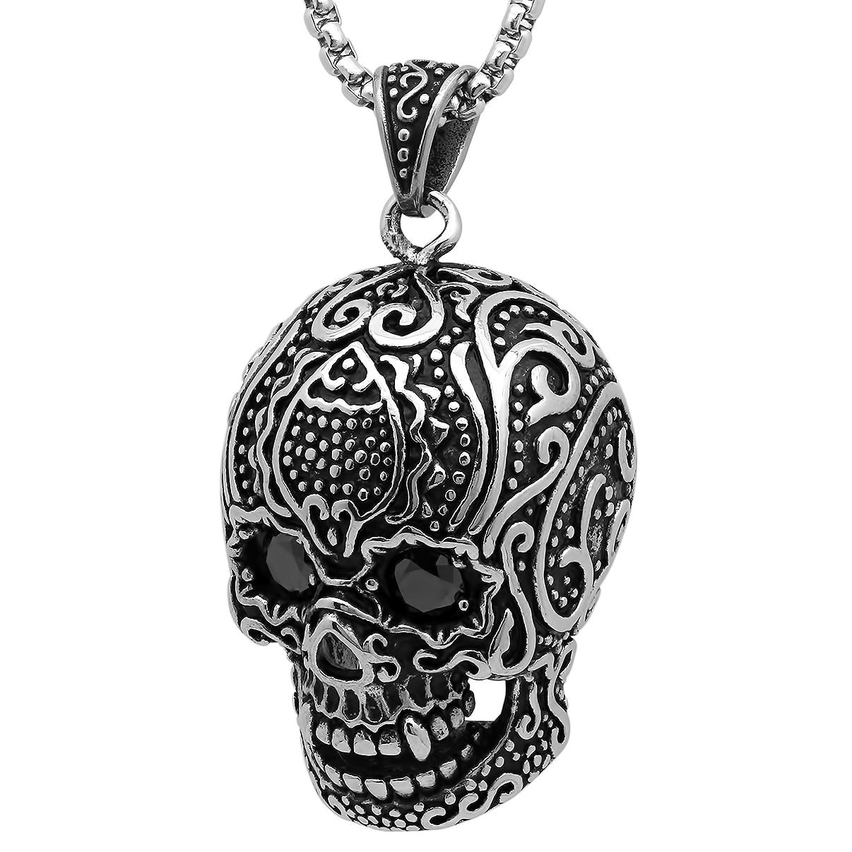 Skull Pendant with Simulated Diamonds