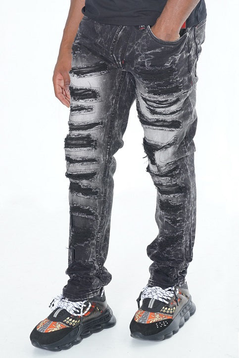 Frost Original F1734 Frost All Over Shredded Jeans - Black Wash