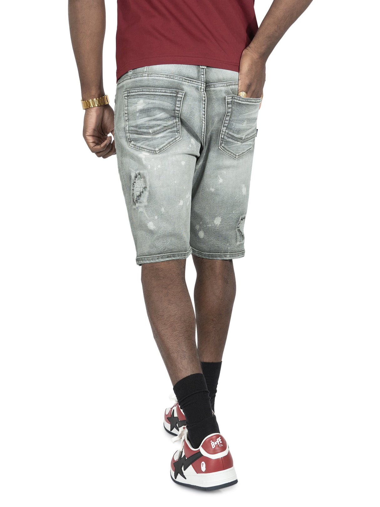 Makobi M607 Amato Denim Shorts - Gray