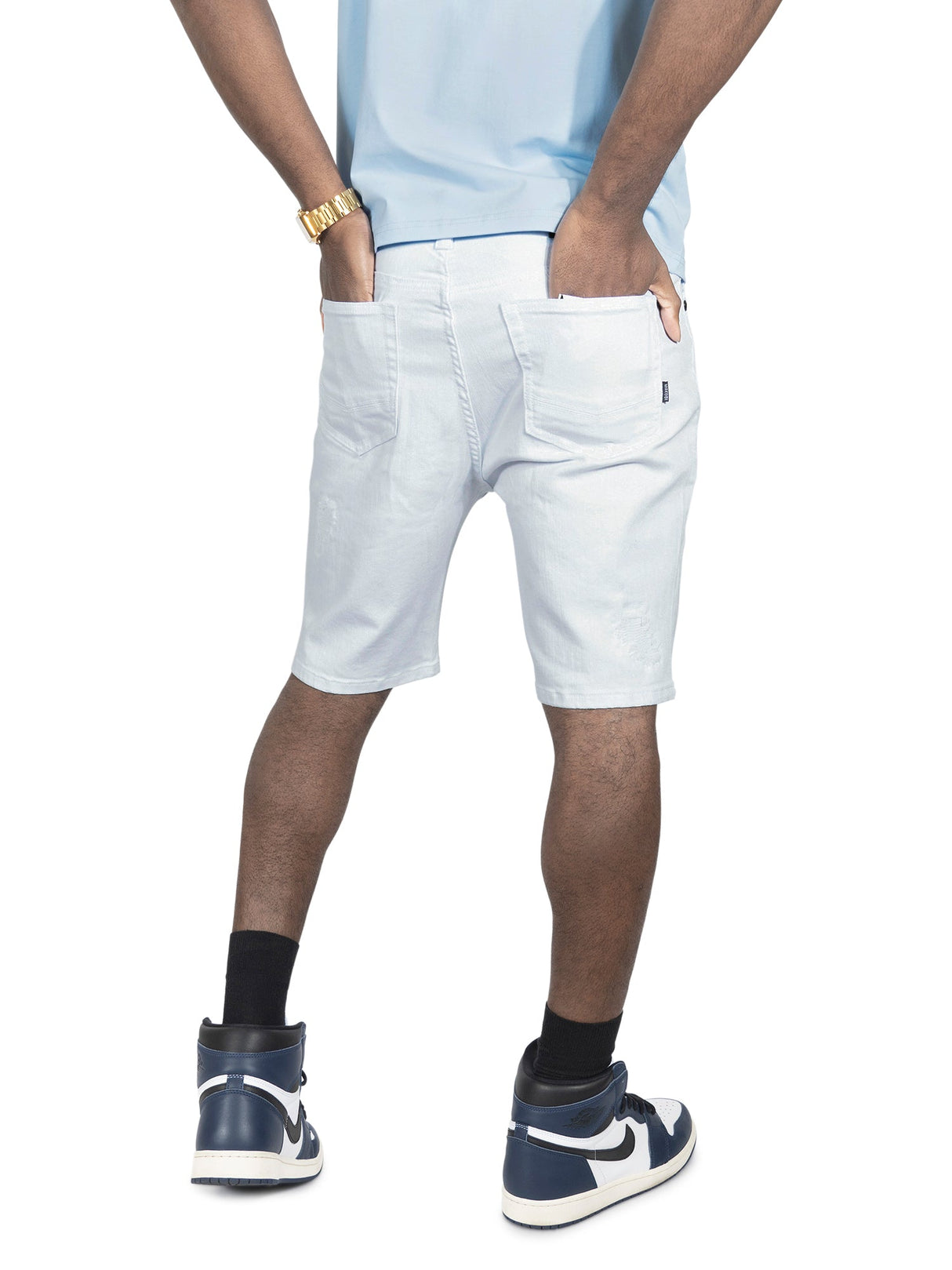 Makobi M607 Amato Denim Shorts - White