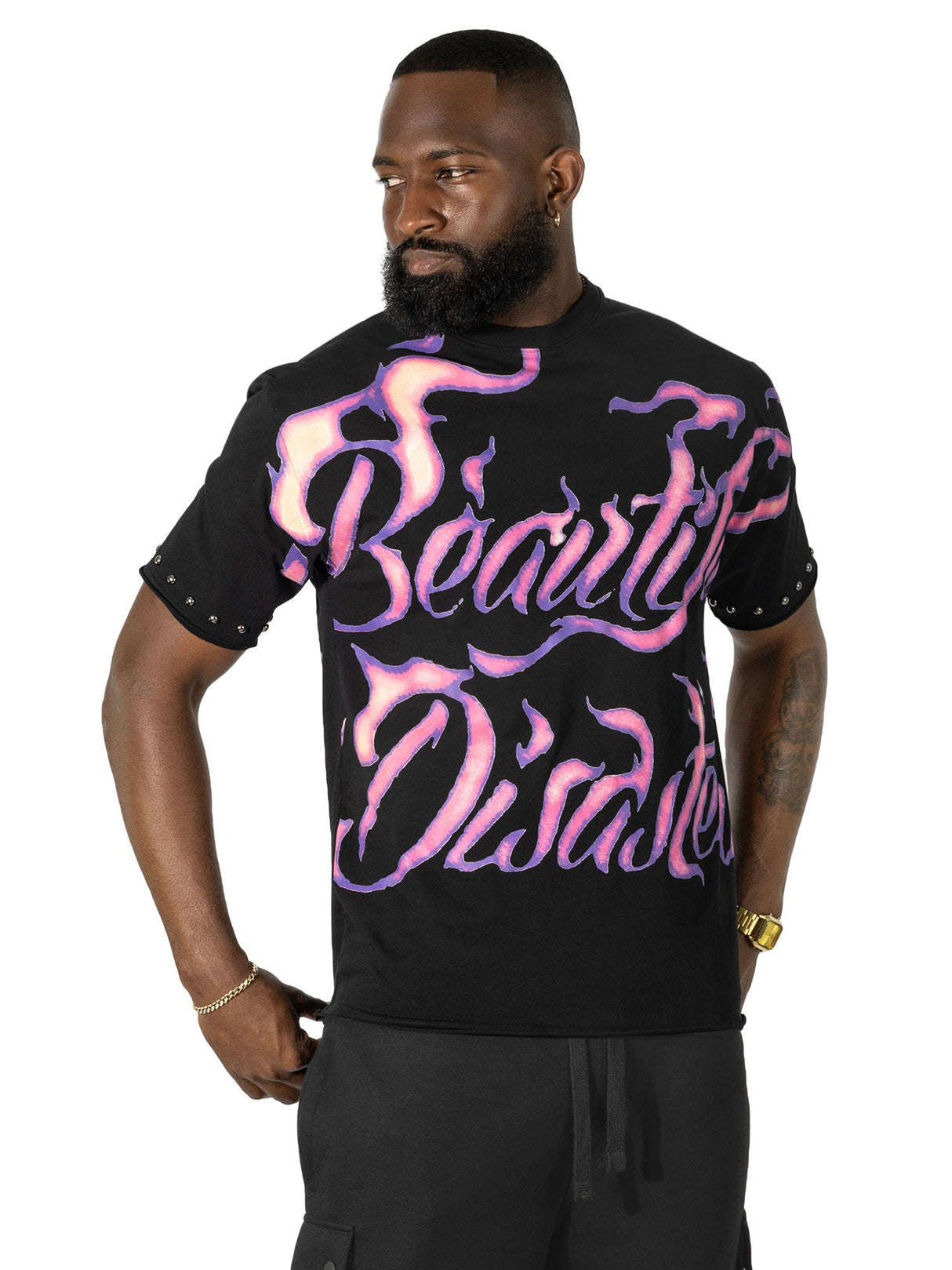 Makobi Jersey Shirt | M391 Beautiful Disaster Boxed Tee - Black