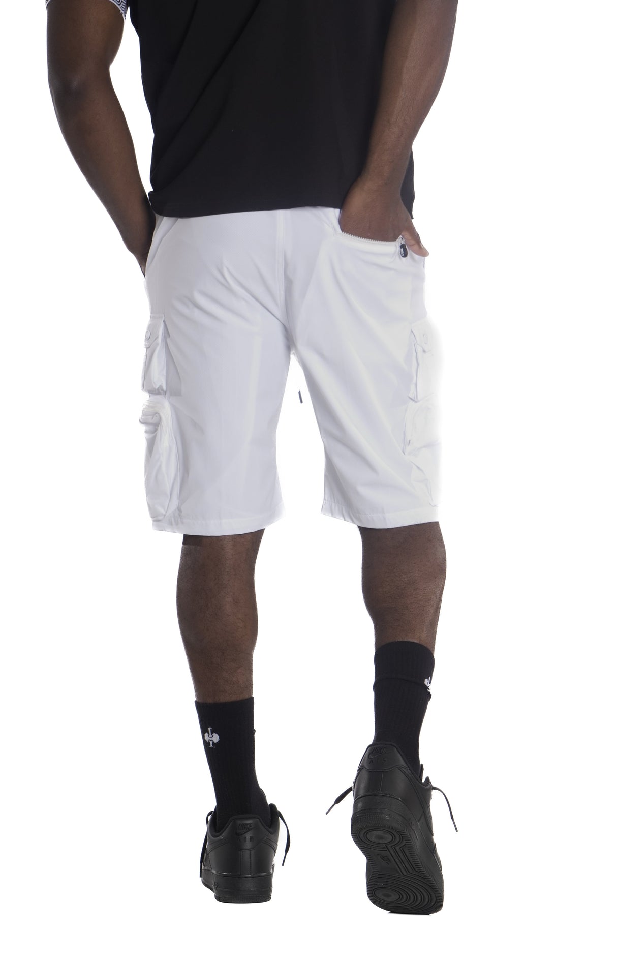 Makobi M633 Colton Nylon Spandex Cargo Shorts - White