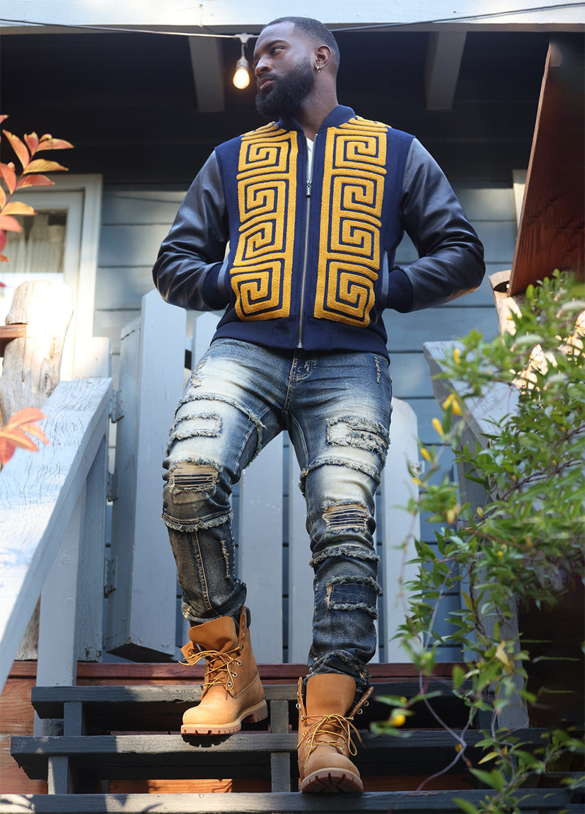 Makobi M4338 Adonis Wool Varsity Jacket - Navy