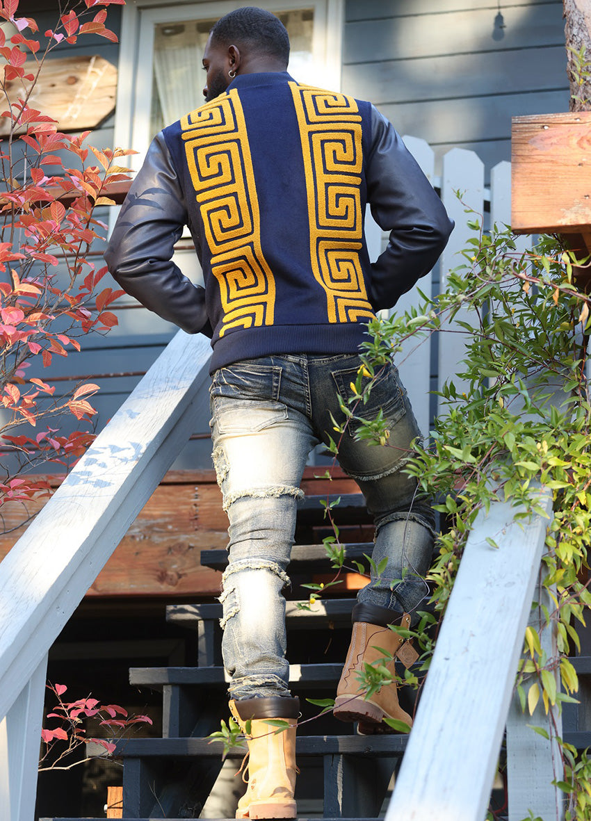 Makobi M4338 Adonis Wool Varsity Jacket - Navy