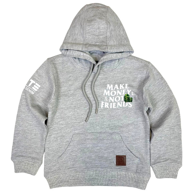 Elite- Kids- Hoodie - Make Money Not Friend - Grey
