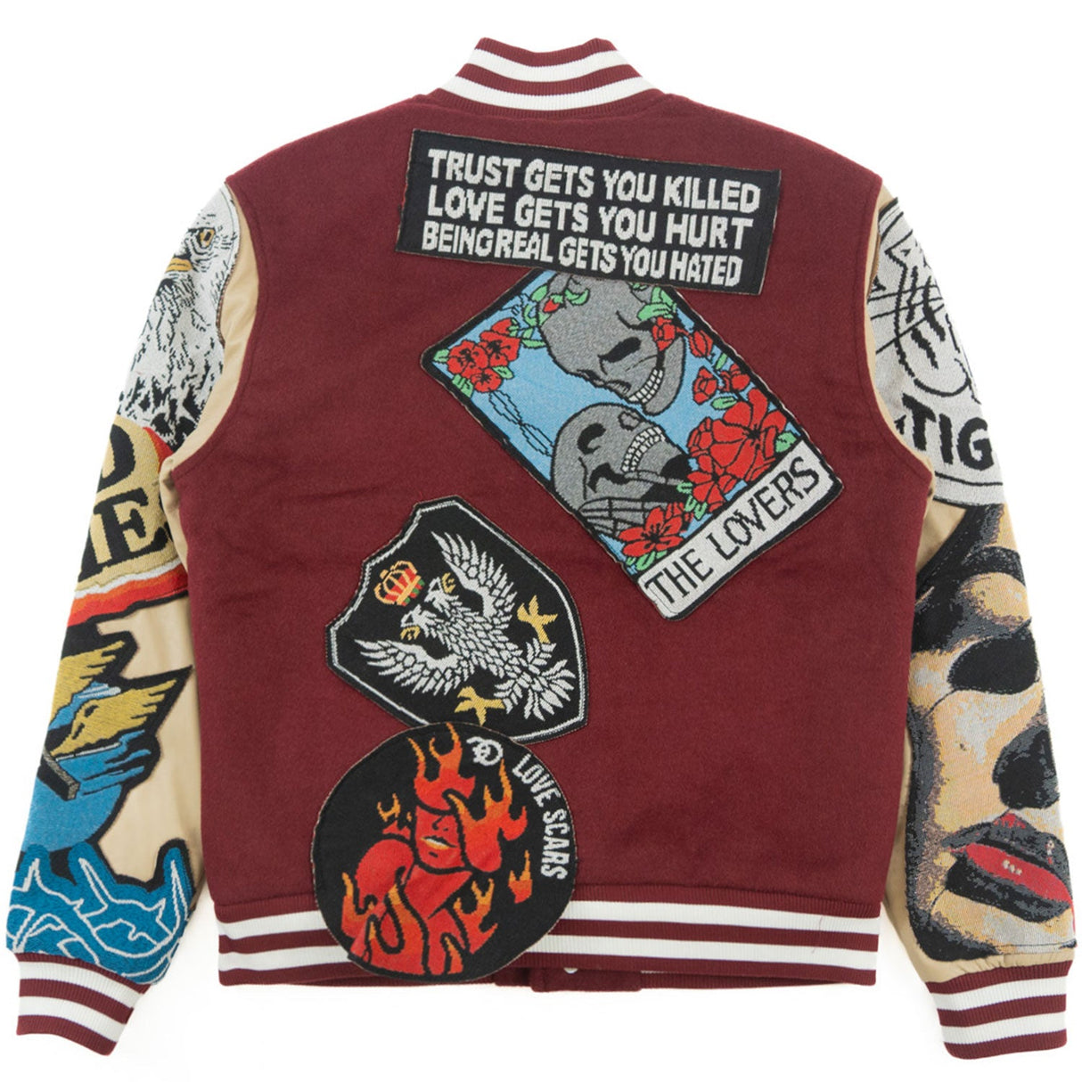 Frost Design F1005 Love Scars Varsity Jacket - Burgundy